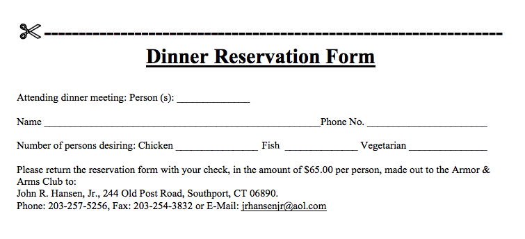 Dinner Reservation Form